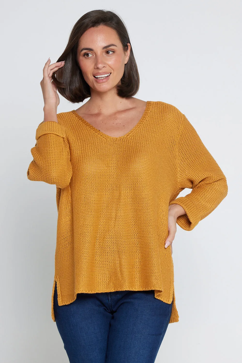 Emmy Cotton Knit Jumper - Mustard