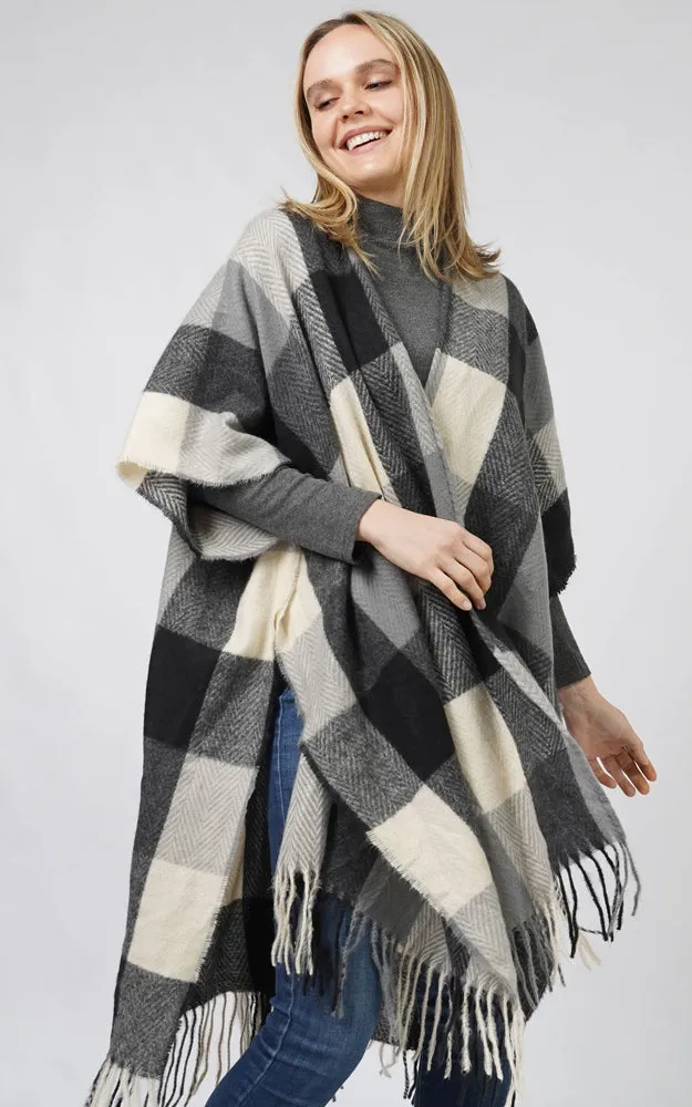 EVT10814 CHECK PATTERN SHAWL VEST