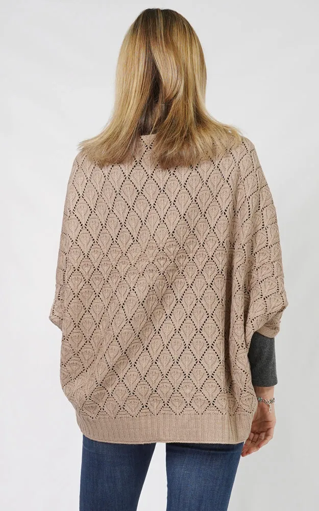 EVT10906 DIAMOND KNIT SHRUG CAPE SHAWL