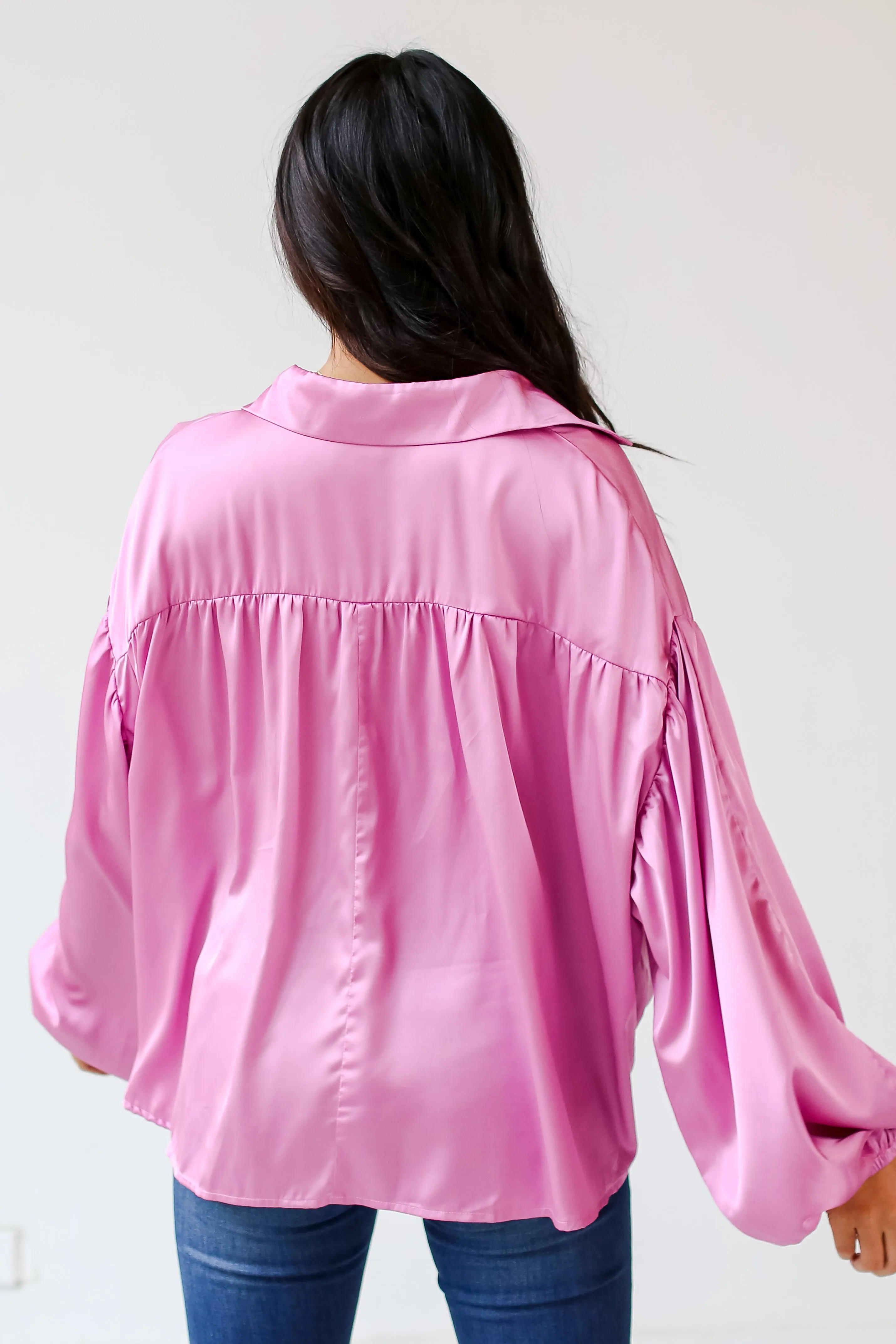 FINAL SALE - Celebrate Style Pink Satin Blouse