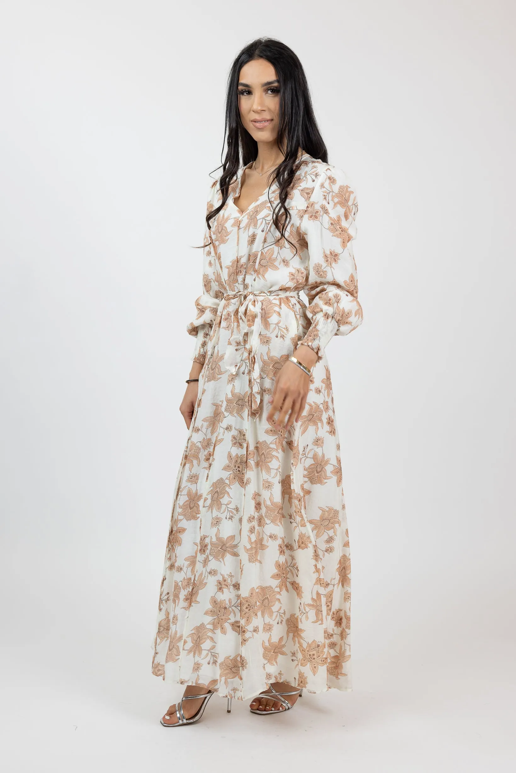 Floral Pintuck Maxi Dress