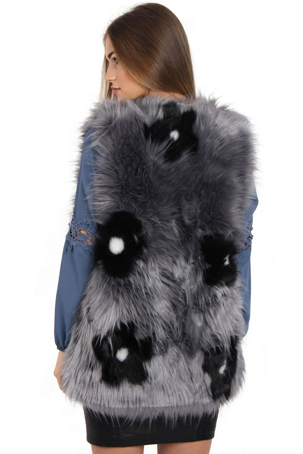 Flower Faux Fur Gilet