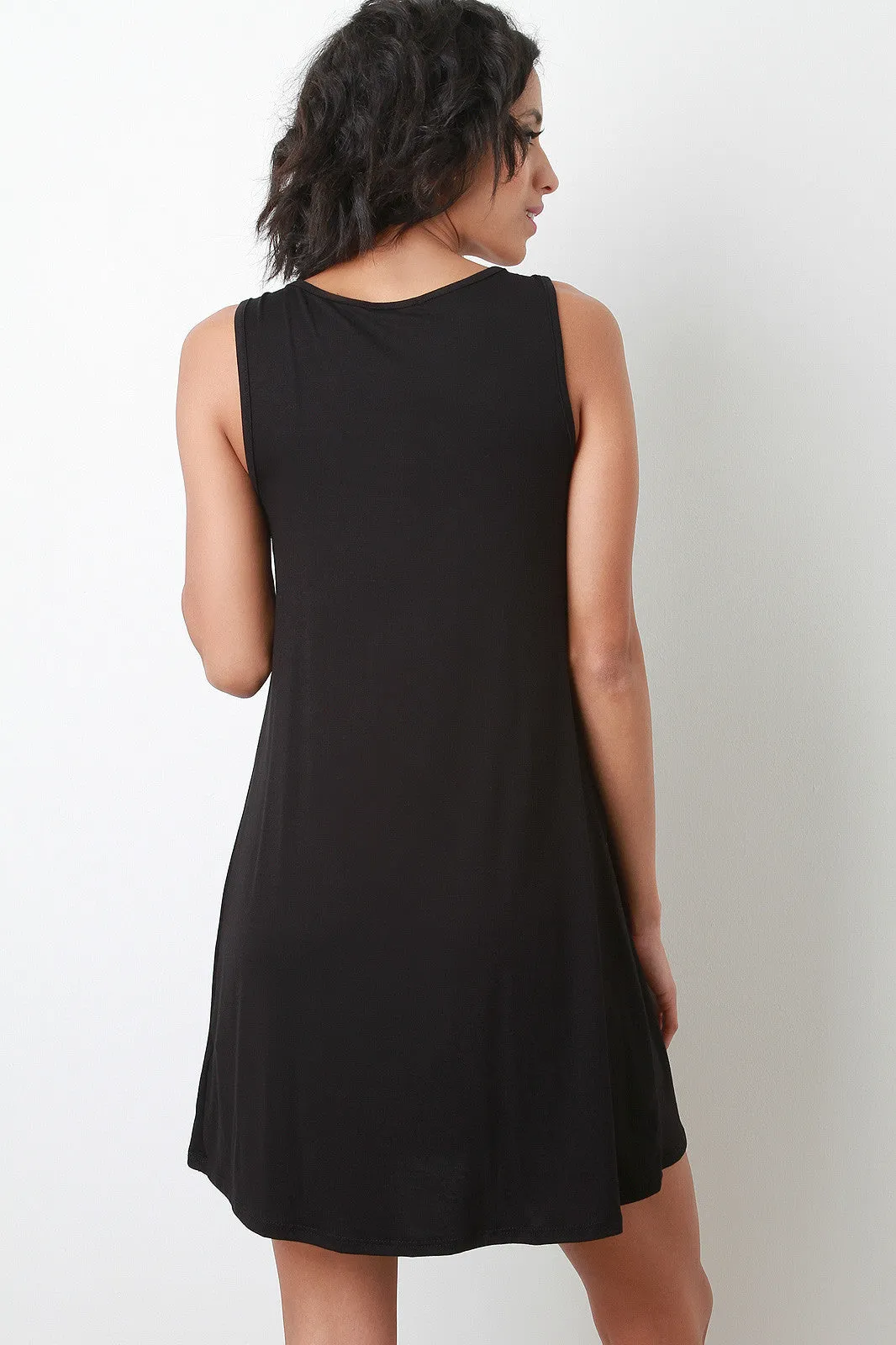 Fringe Neckline Sleeveless Dress