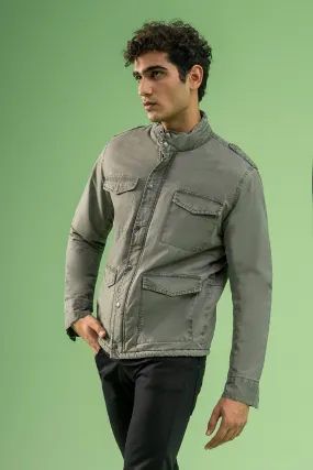 FULL SLEEVE ENZYME WASHED FIELD JACKET OLIVE