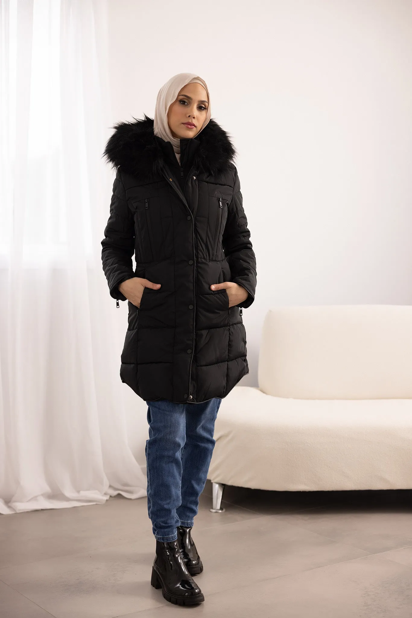 Fur Trim Puffy Jacket