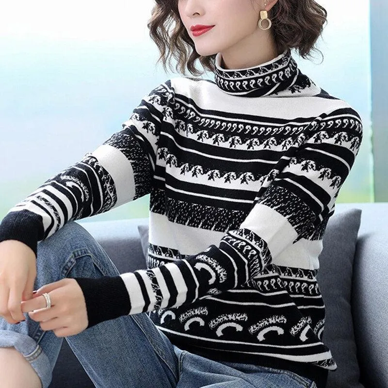 Gorgeous 98% Pure Woolen Women's Sweater - Thick Turtleneck Vintage Ugly Sweaters - Fashion Loose Knit Tops (D23)(D20)(TB8C)(TP4)(BCD4)