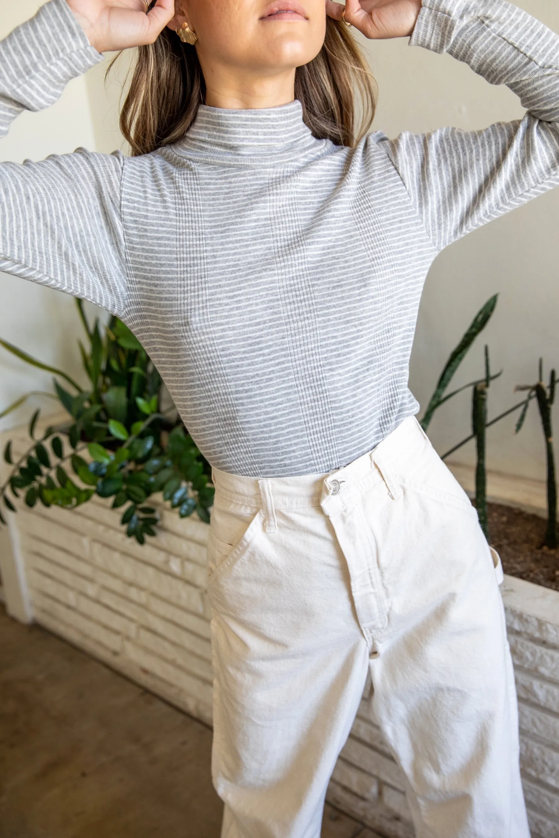 Grey Striped Turtleneck