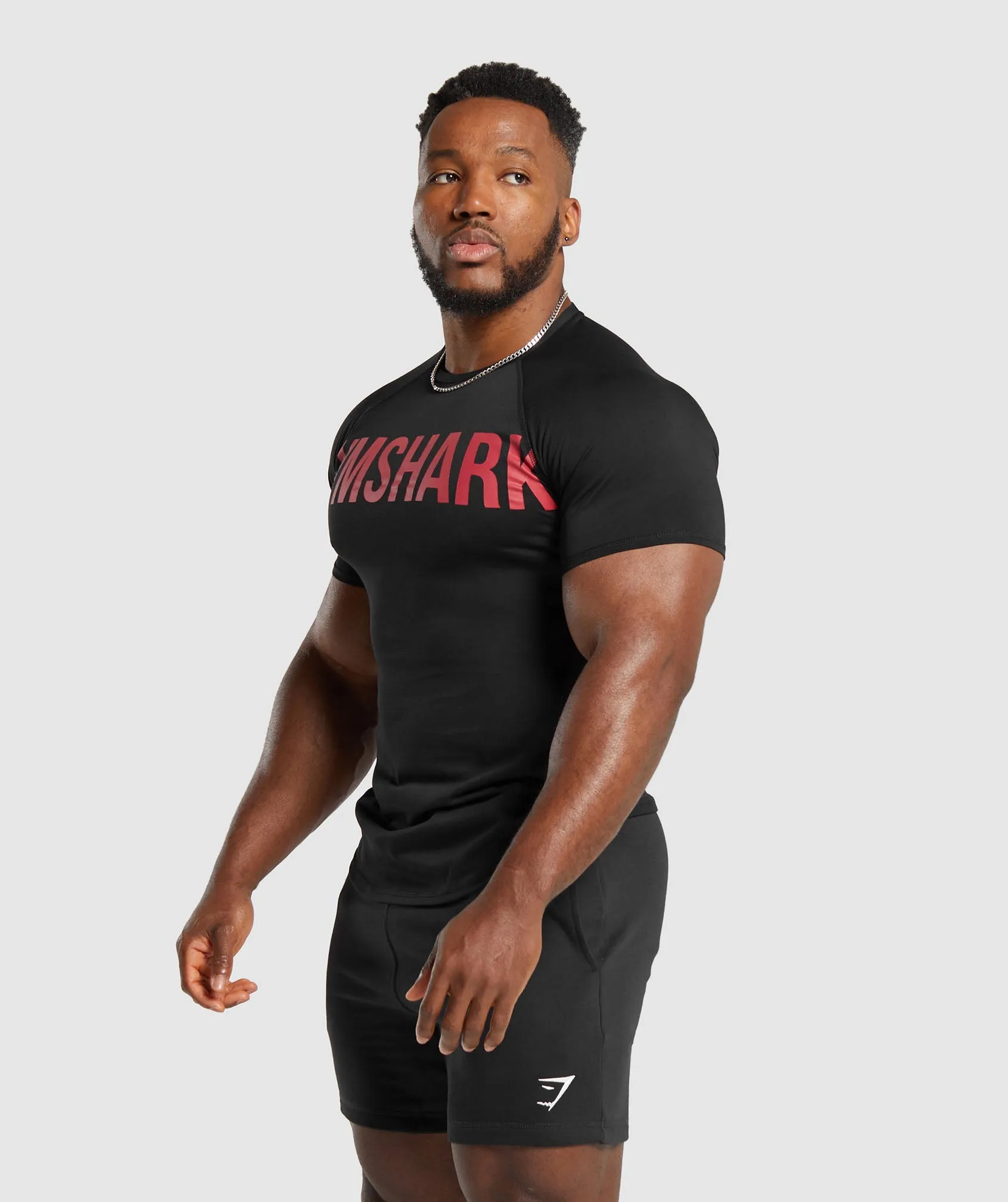 Gymshark Impact Muscle T-Shirt - Black/Vivid Red