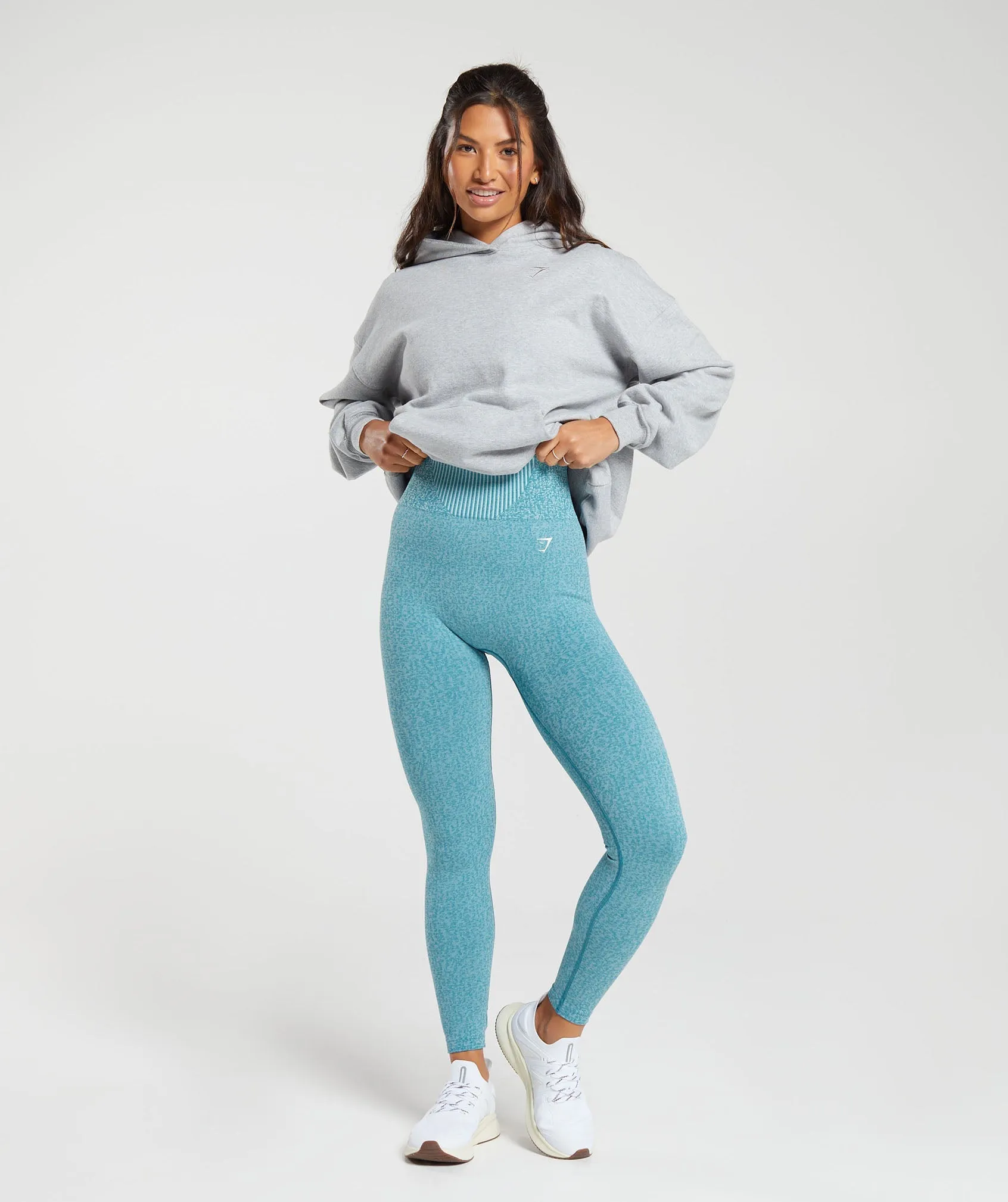 Gymshark Marl Seamless Leggings - Light Blue Marl/Light Grey Marl/Turkish Teal