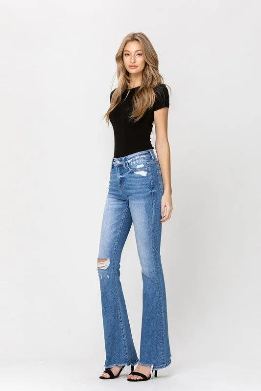 High Rise Flare W/Flare Detail Jeans