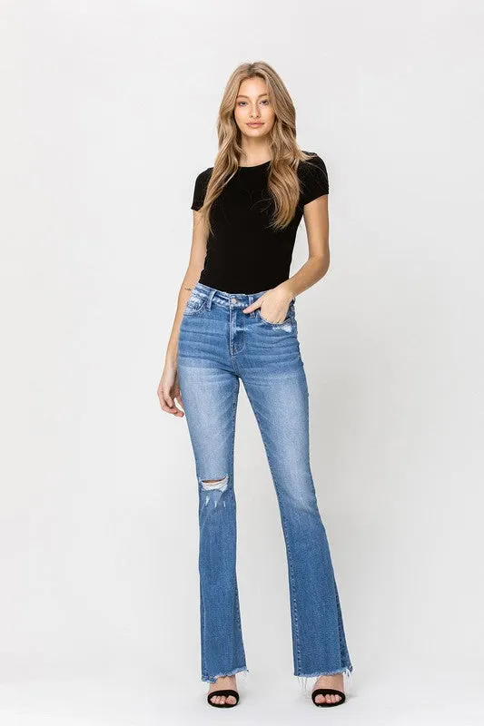 High Rise Flare W/Flare Detail Jeans