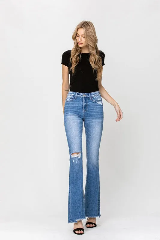 High Rise Flare W/Flare Detail Jeans