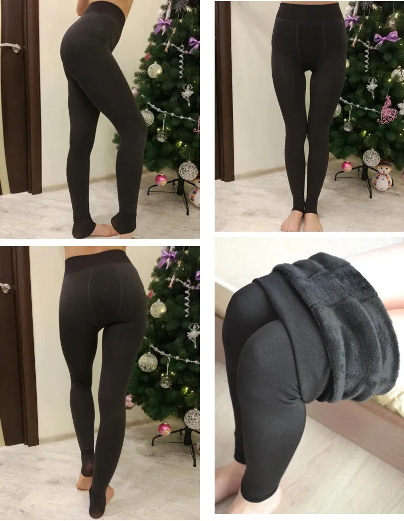 High Waist Velvet Winter Leggings for Women - Warm, Stretchy & Stylish