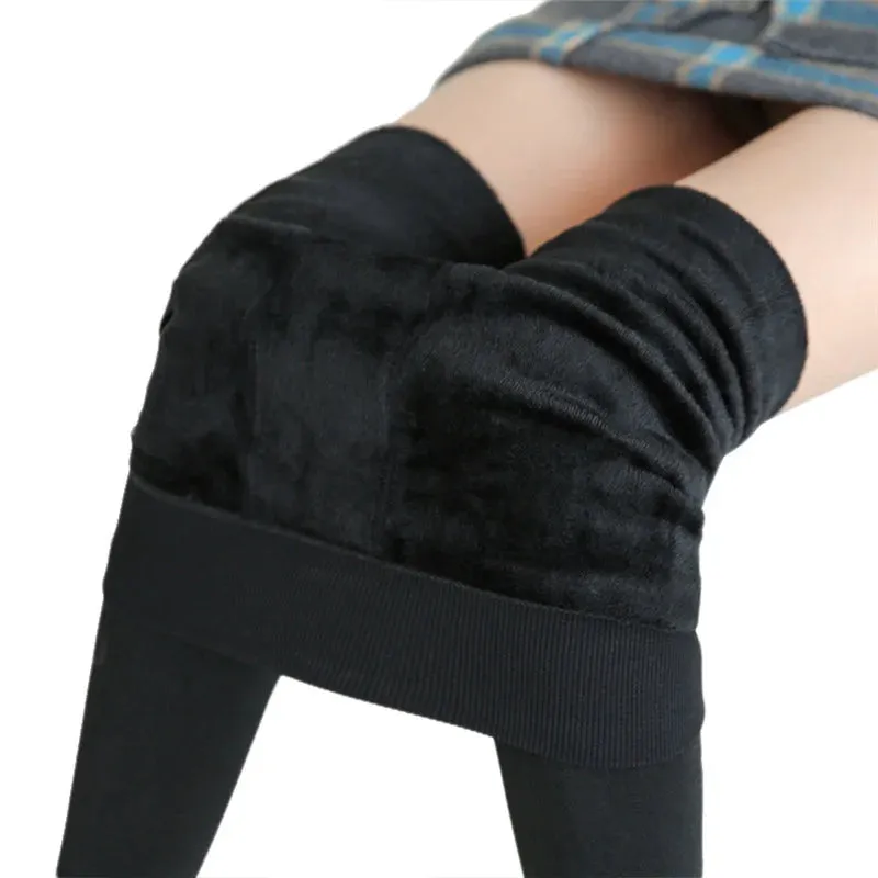 High Waist Velvet Winter Leggings for Women - Warm, Stretchy & Stylish