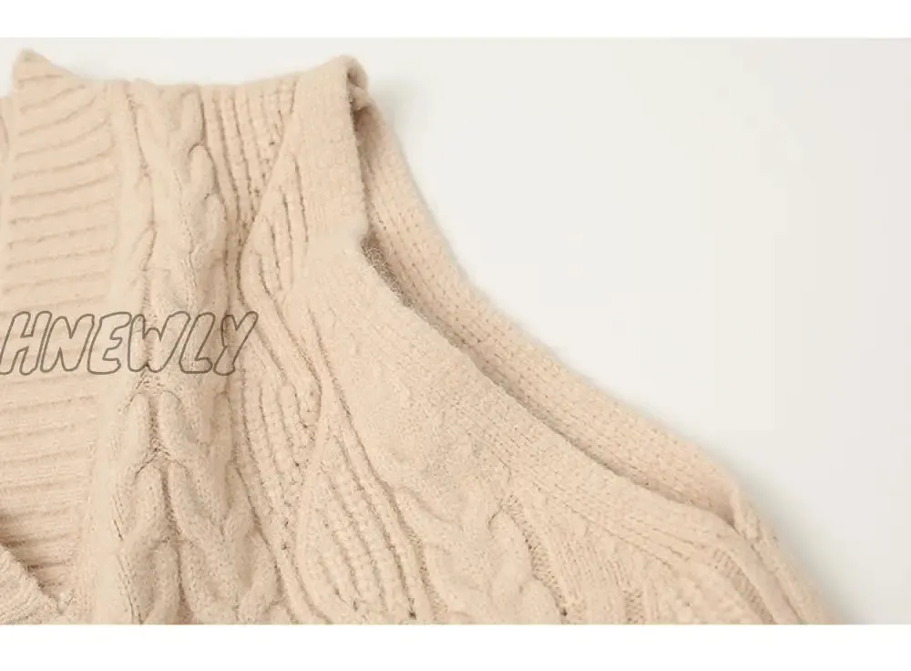 Hnewly Twist pullover sweater vest women autumn new loose net red V-neck waistcoat wool knitted vest women