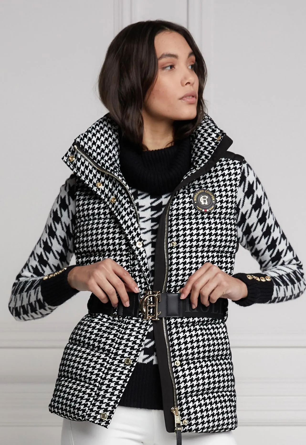 Holland Cooper Valais Quilted Ladies Gilet in Houndstooth