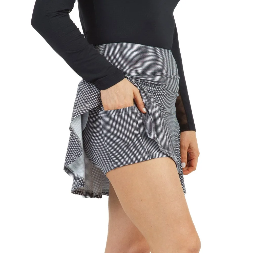 IBKUL Women's Mini Check Flounce Golf Skort - Black/ White