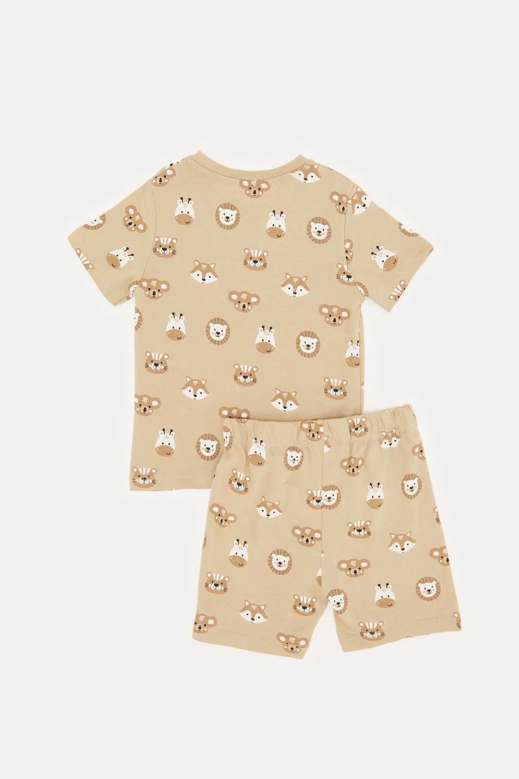 Infant Boys Beige Tiger  Print Set (2 piece)