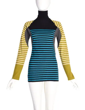 Jean Paul Gaultier Vintage AW 1989 Striped Panel Turtleneck Sweater