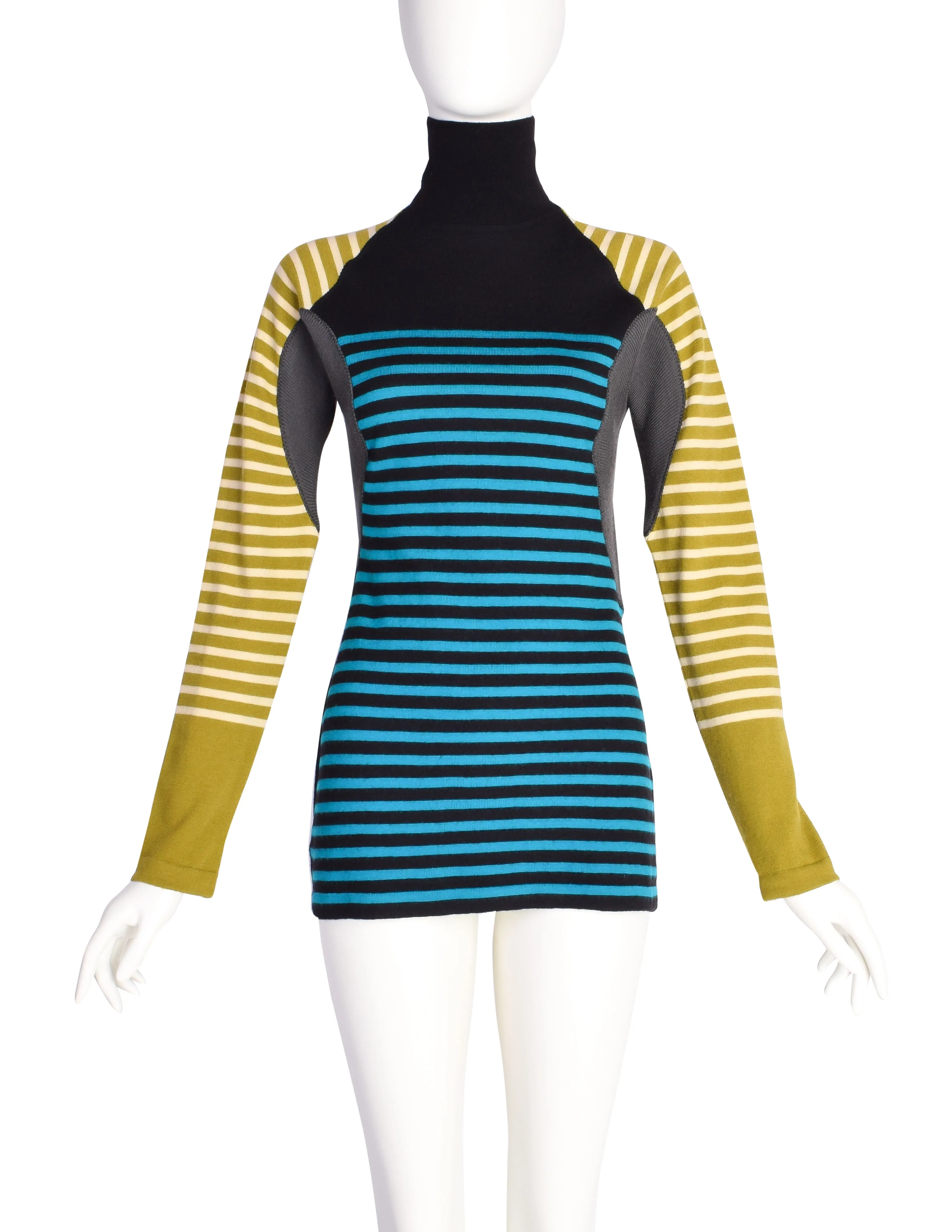 Jean Paul Gaultier Vintage AW 1989 Striped Panel Turtleneck Sweater