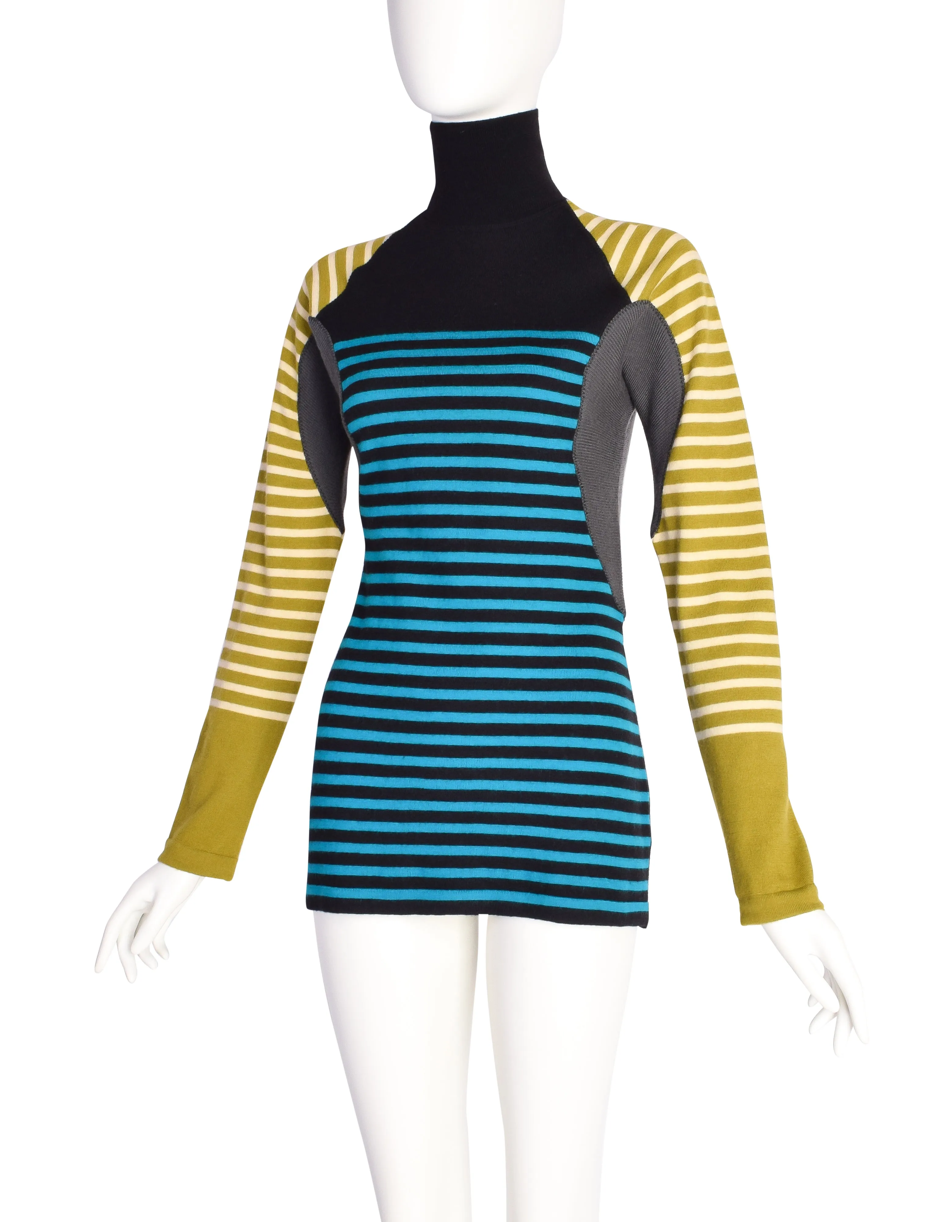 Jean Paul Gaultier Vintage AW 1989 Striped Panel Turtleneck Sweater