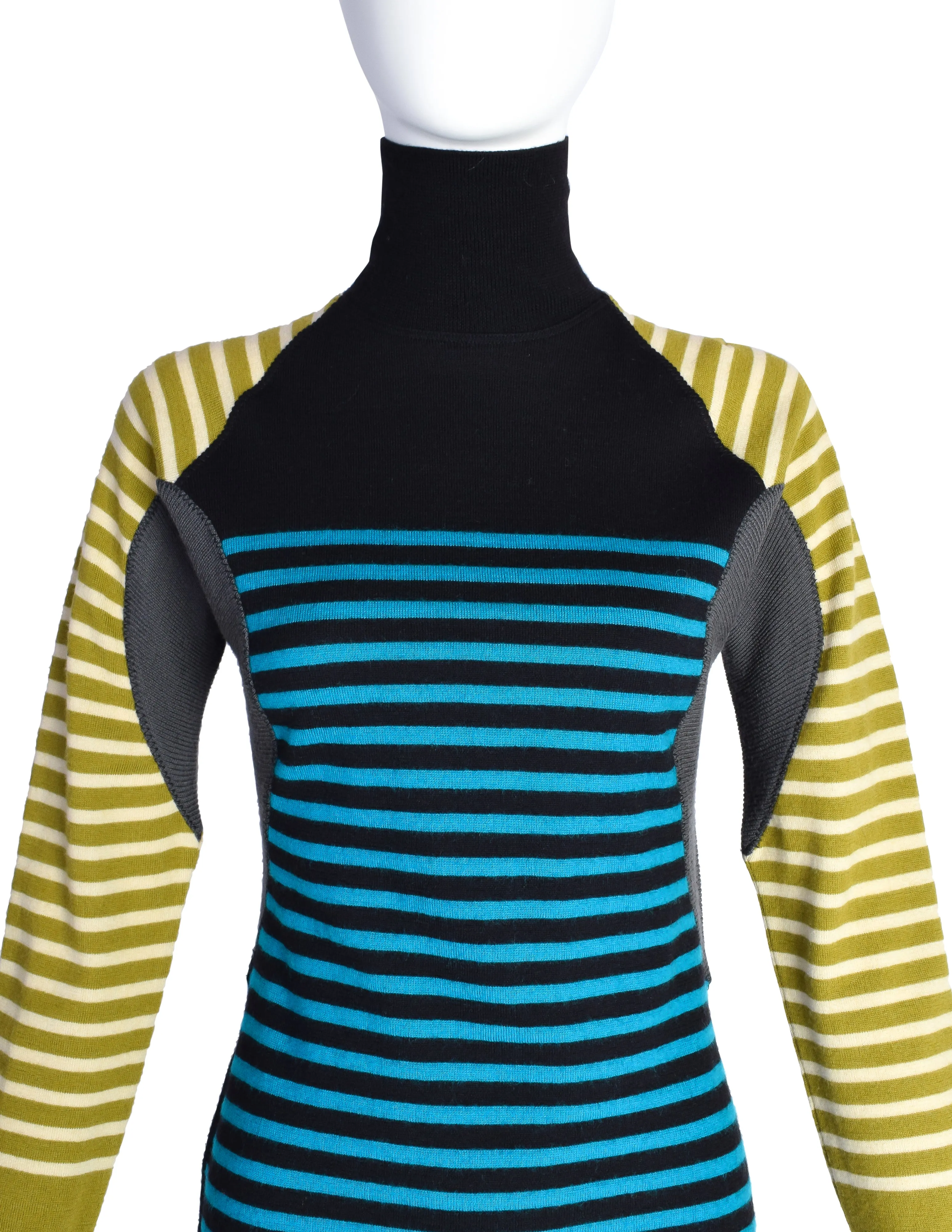 Jean Paul Gaultier Vintage AW 1989 Striped Panel Turtleneck Sweater