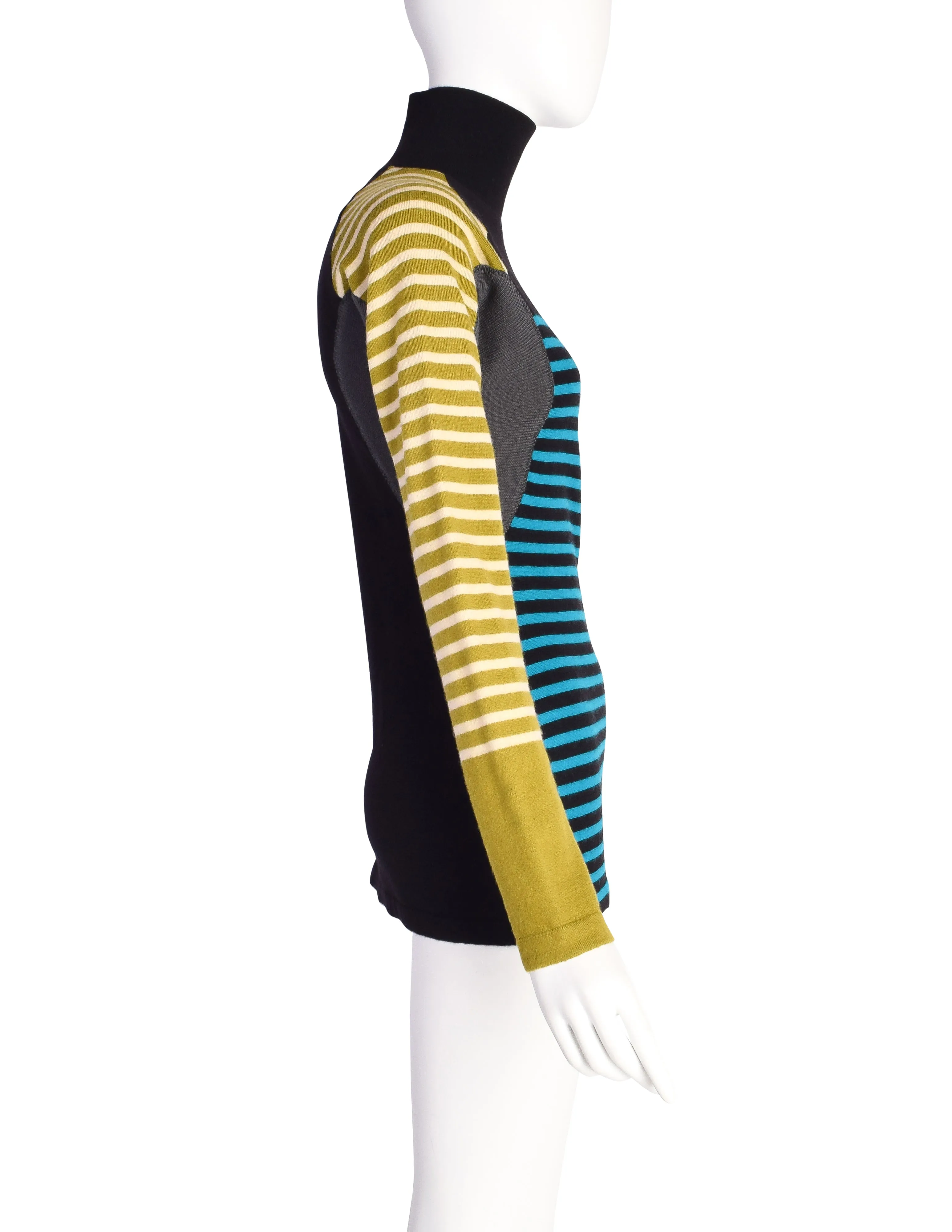 Jean Paul Gaultier Vintage AW 1989 Striped Panel Turtleneck Sweater