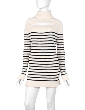 Jean Paul Gaultier Vintage AW 2000 Ivory and Black Breton Stripe Turtleneck Sweater