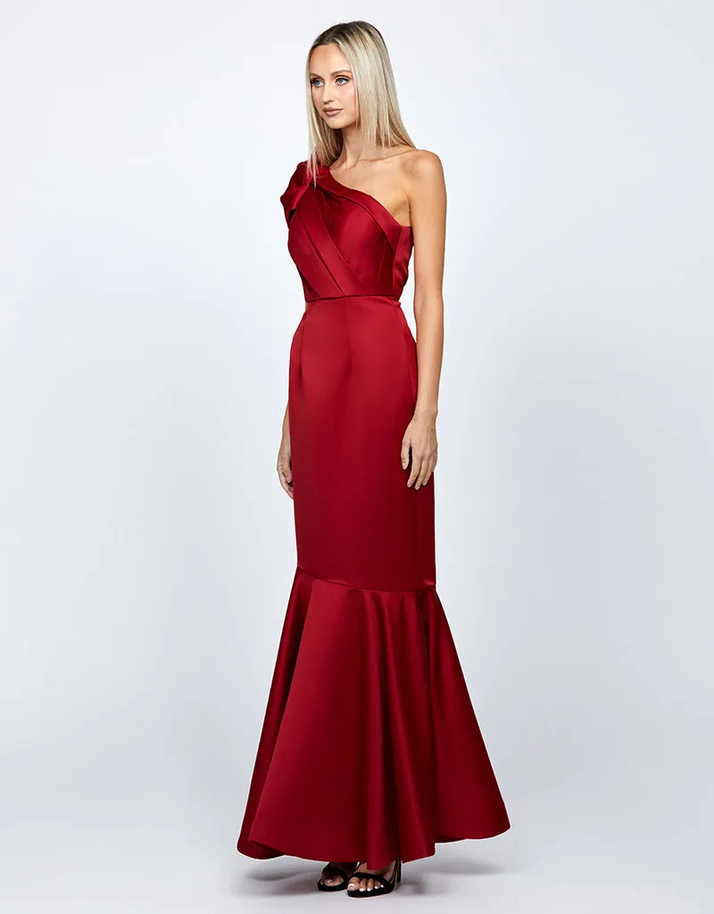 JUDDY ONE SHOULDER RUCHED GOWN B67D31L