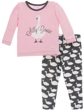 KicKee Pants Stone Geese 2pc Long Sleeve Pajama Set