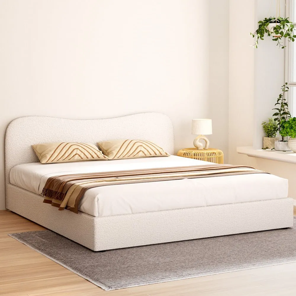 King Package | Albany Boucle Bed Frame & Bonita Euro Top Mattress (Medium Firm)