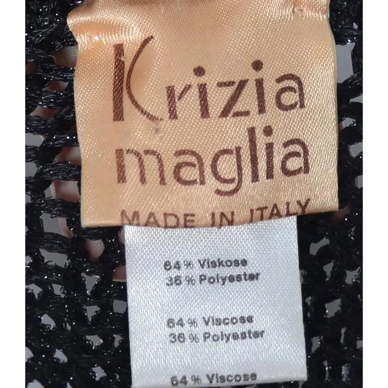 Krizia Maglia Vintage Metallic Stretch Open Weave Sweater Top