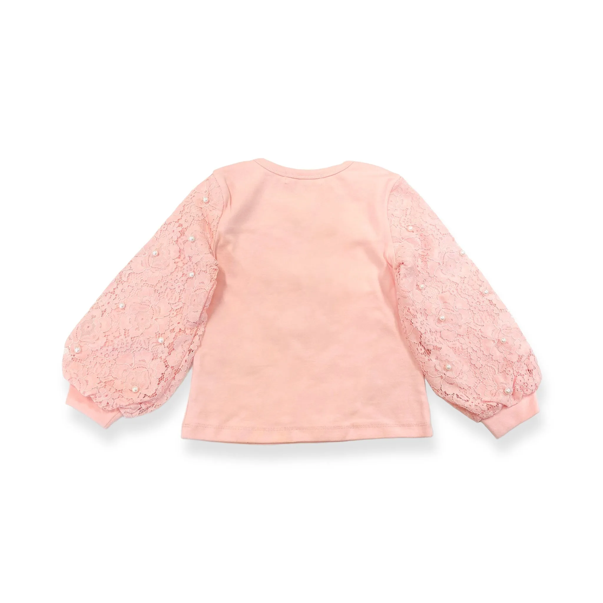 Lace & Pearl Accents Top - Pink