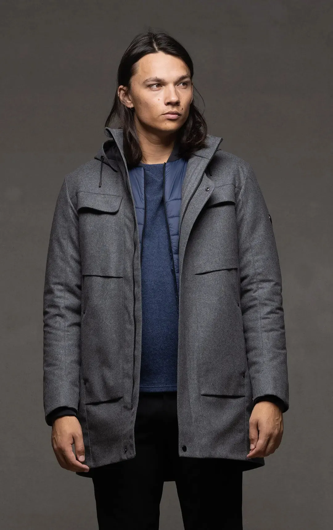 LAMINATED WOOL PARKA