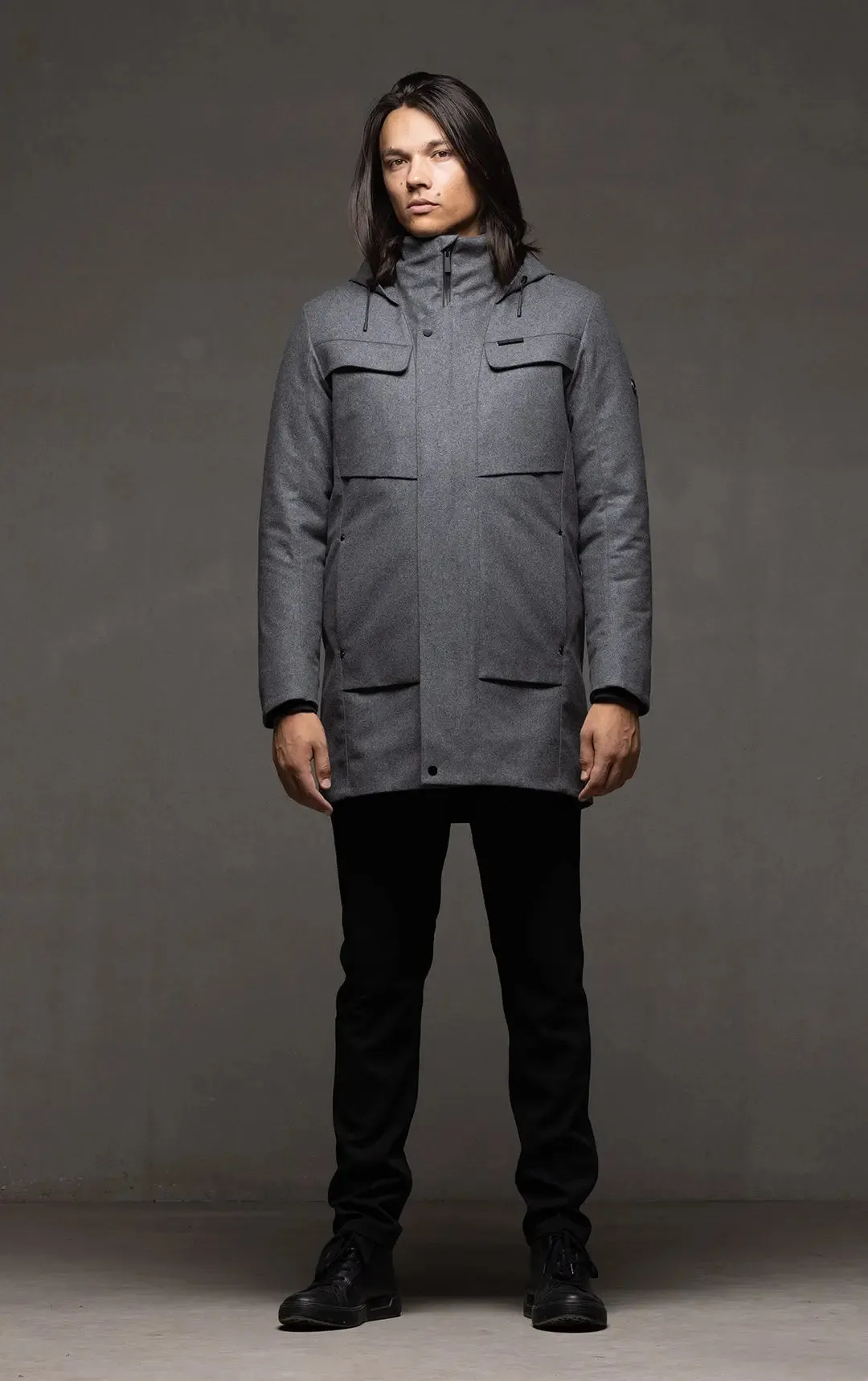 LAMINATED WOOL PARKA