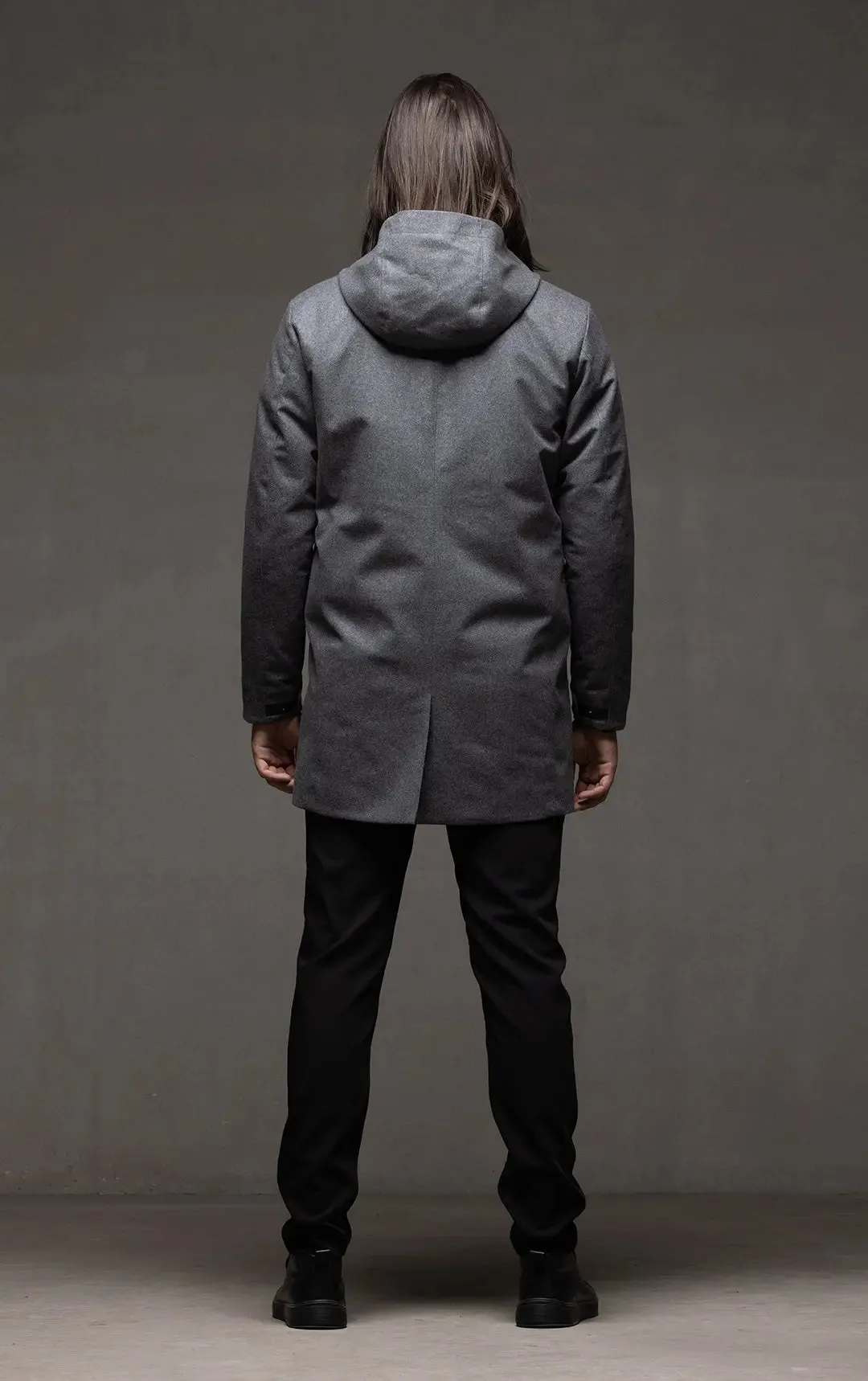 LAMINATED WOOL PARKA