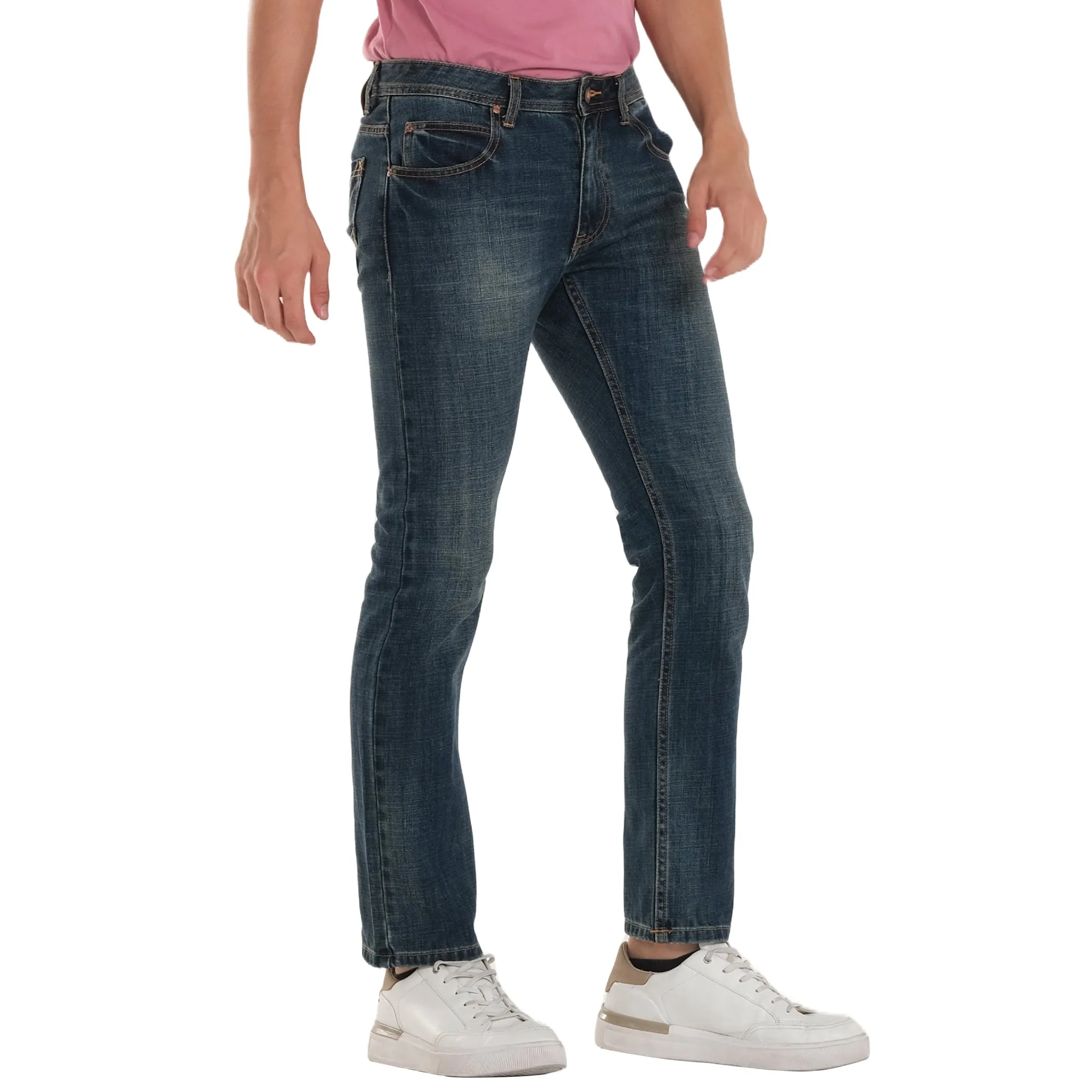 LEE POWELL FIT DENIM JEANS FOR MEN IN VINTAGE WORN