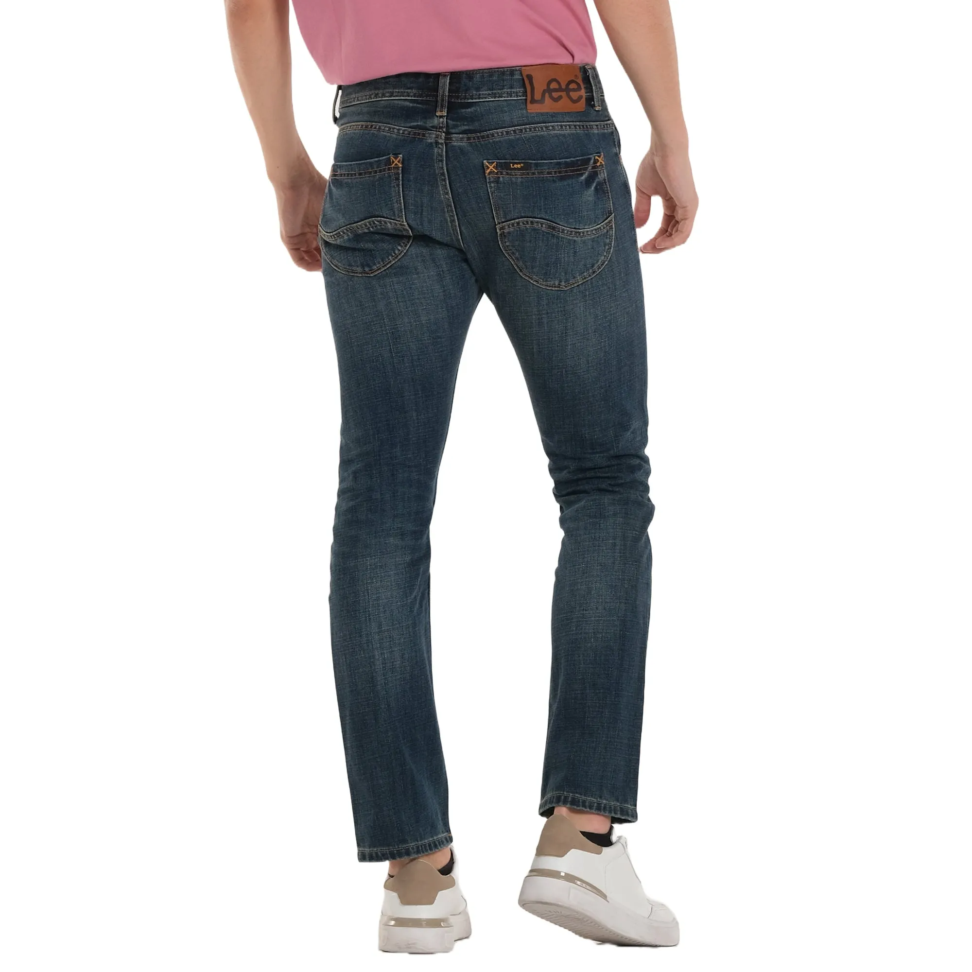 LEE POWELL FIT DENIM JEANS FOR MEN IN VINTAGE WORN