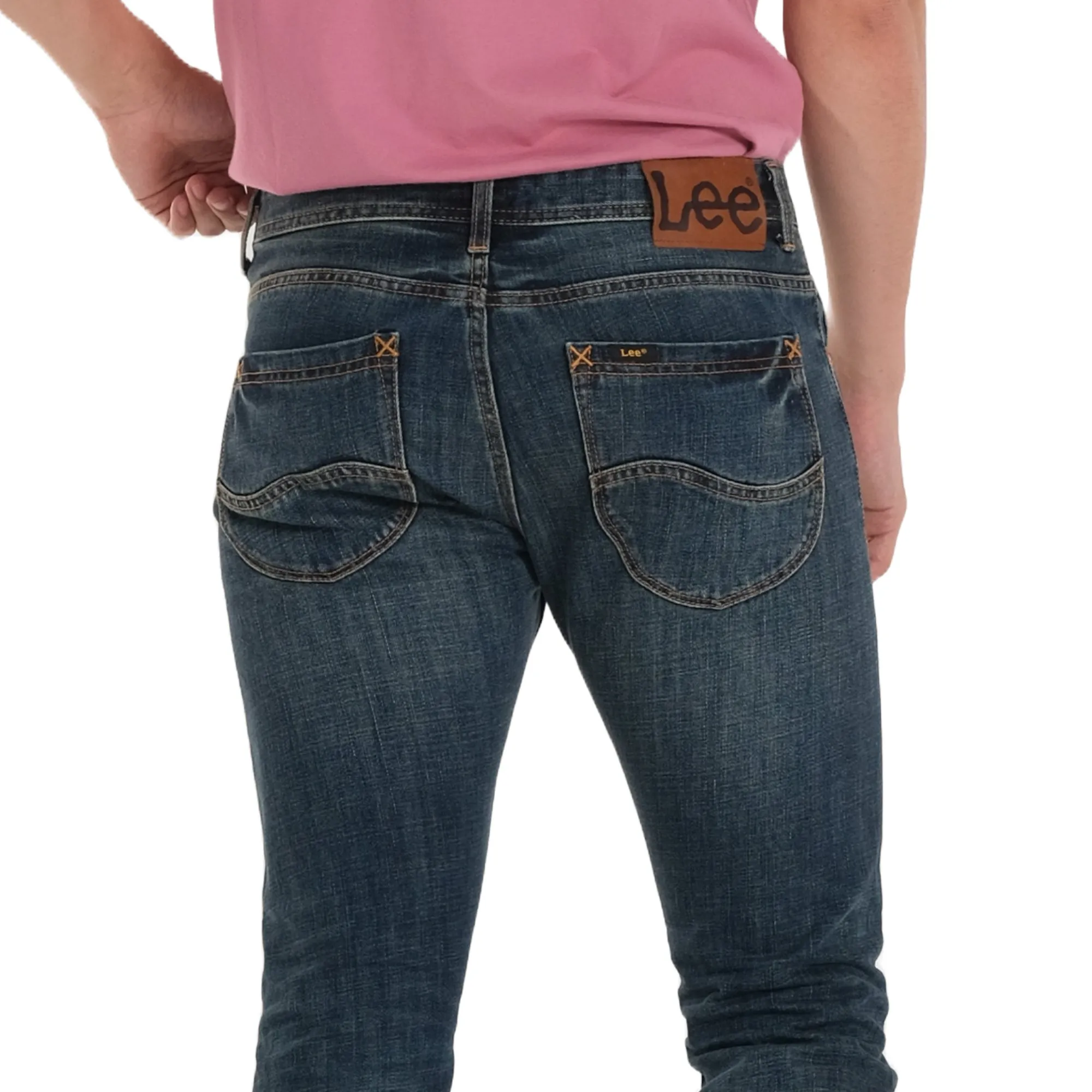 LEE POWELL FIT DENIM JEANS FOR MEN IN VINTAGE WORN