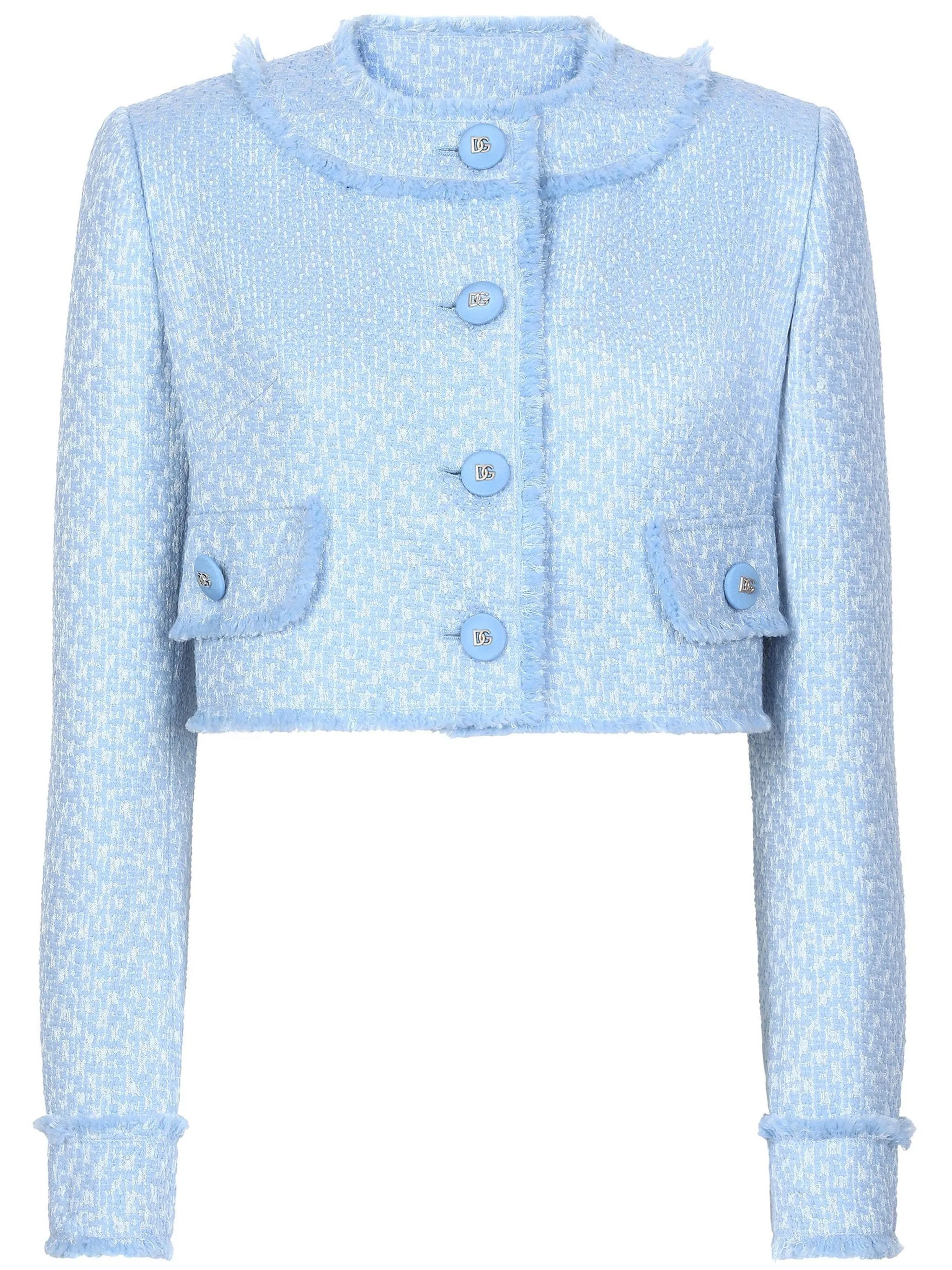 Light Blue Cropped Textured Jacket