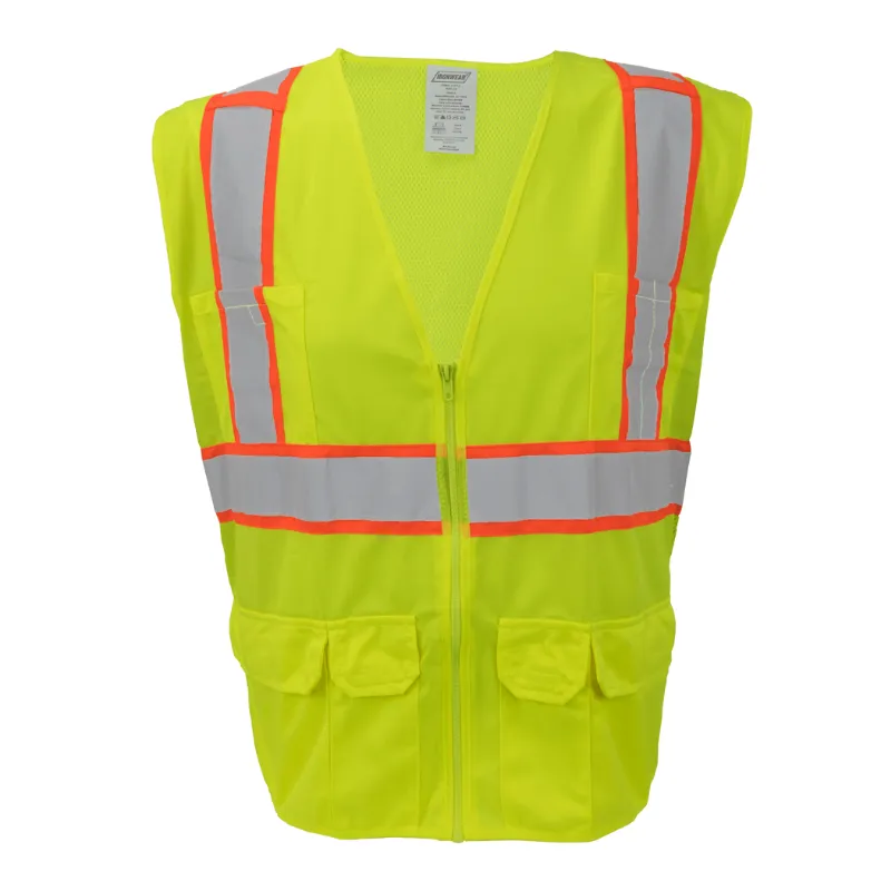 Lime Class 2 Flame Retardant Surveyor Vest with Zipper Front