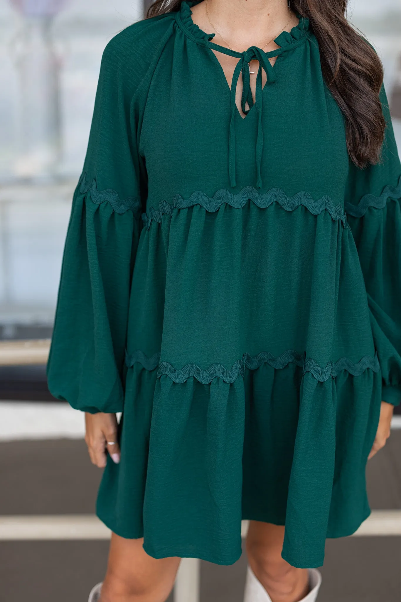 Lovely Tiered Hunter Green Dress