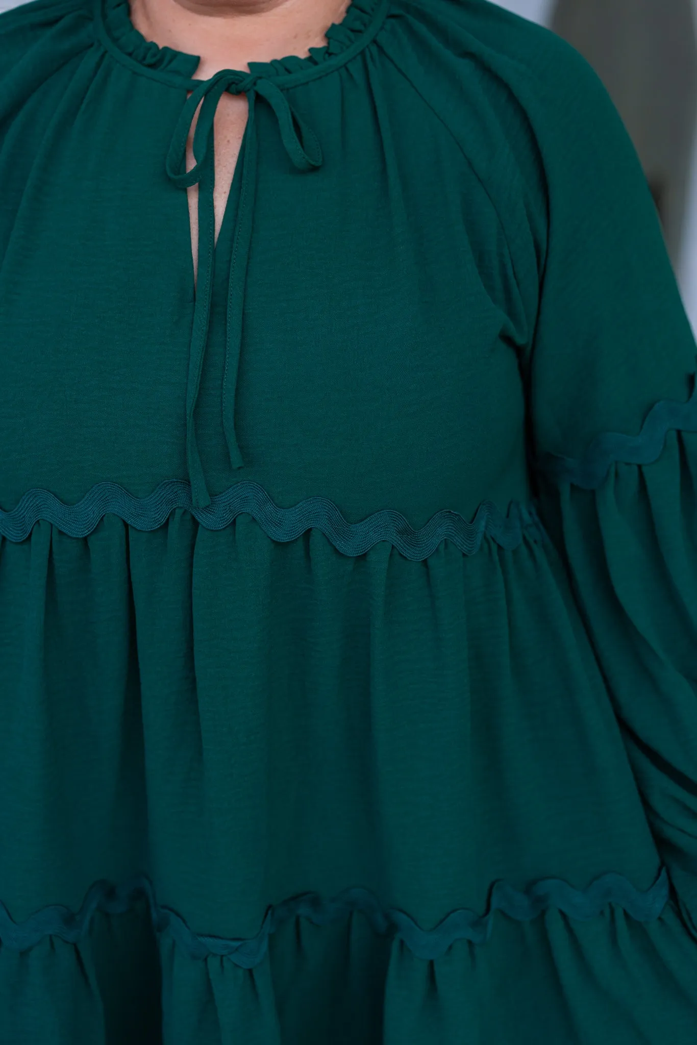 Lovely Tiered Hunter Green Dress