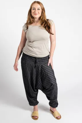 Low Crotch Pants - Striped Black