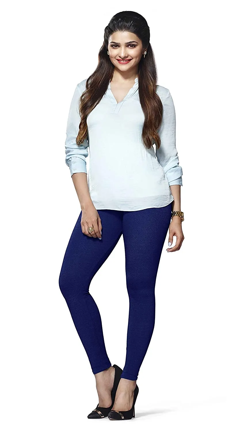 Lux Lyra Ankle Length Blue Leggings free Size for Woman