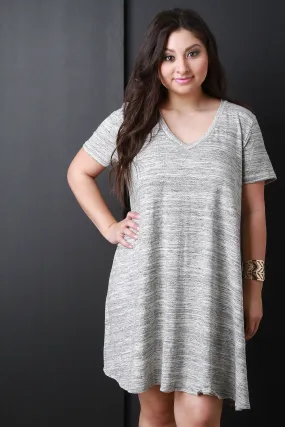 Melange Knit V-Neck Tee Dress