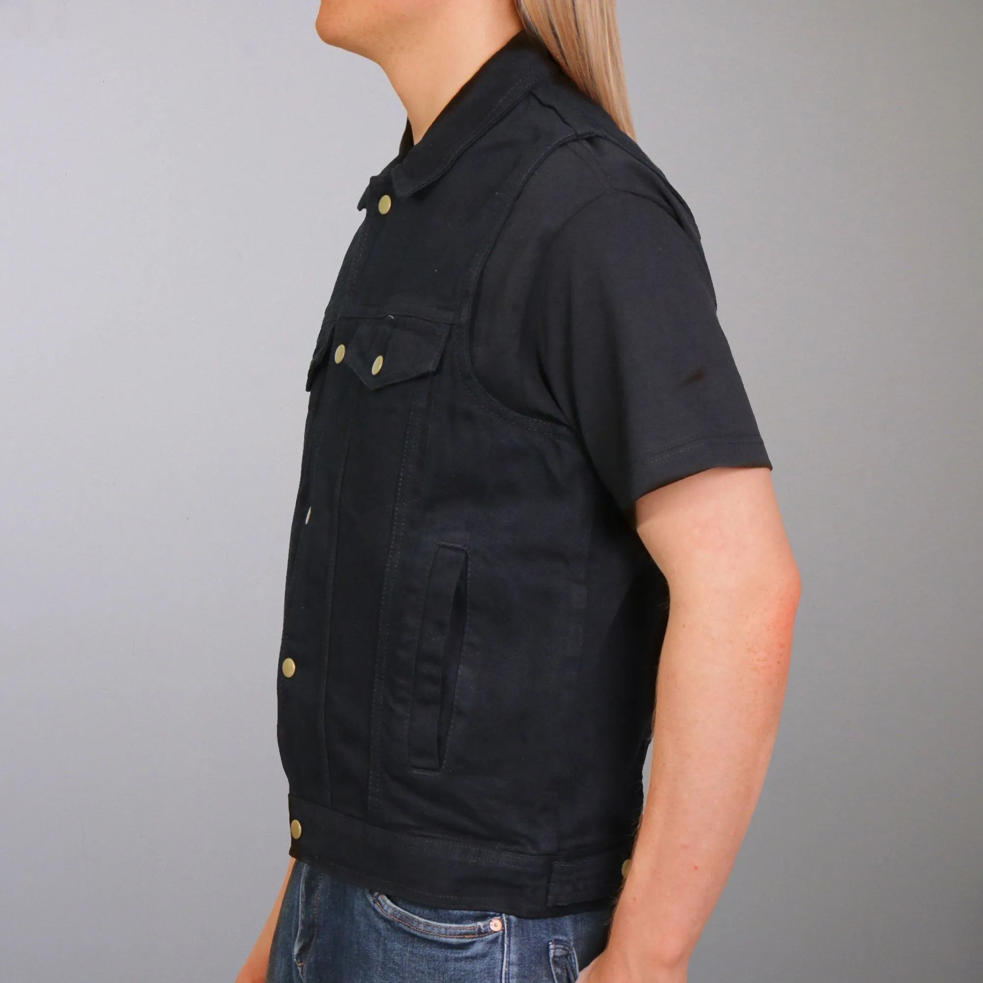 Men's Black Denim Vest, VSM6002-HL