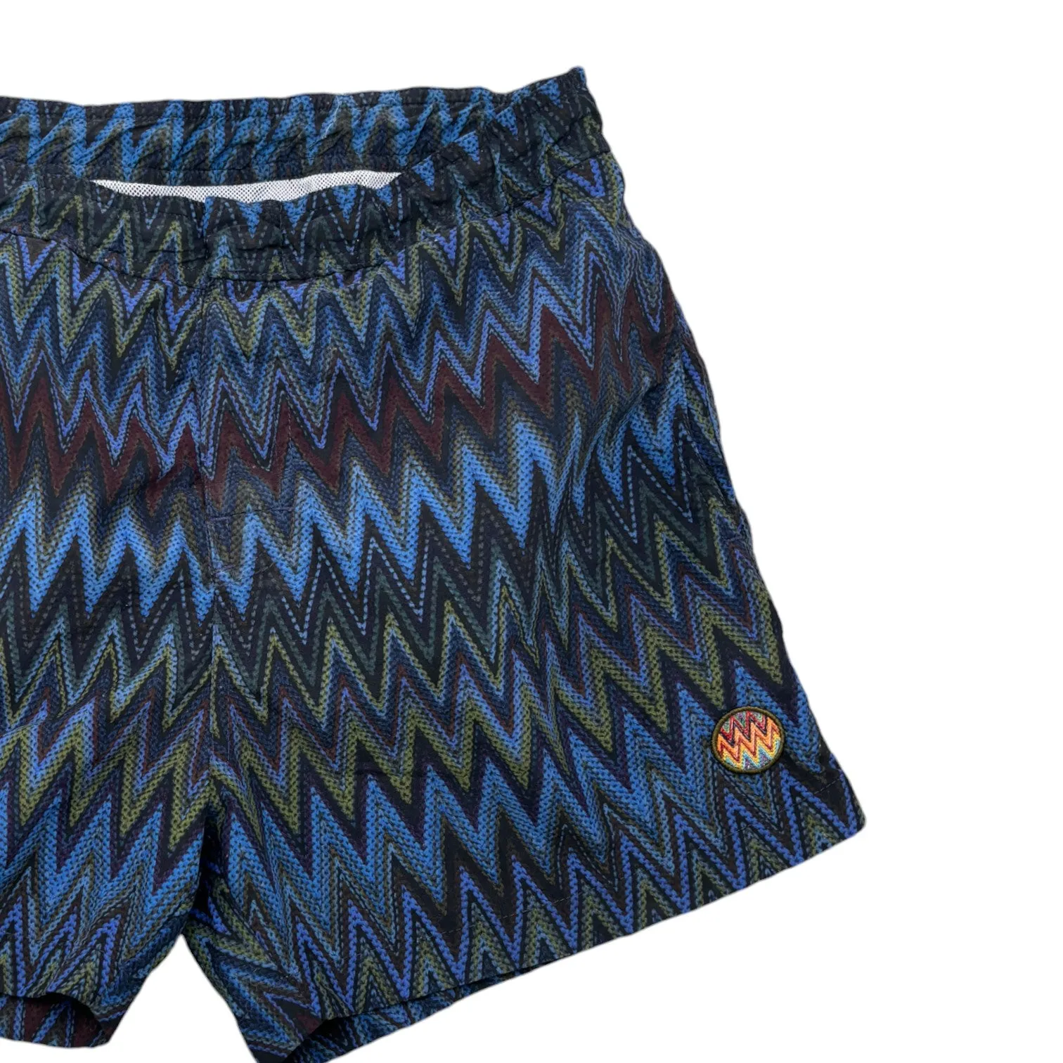 Men's Chevron Print Swim Shorts Blue Size S