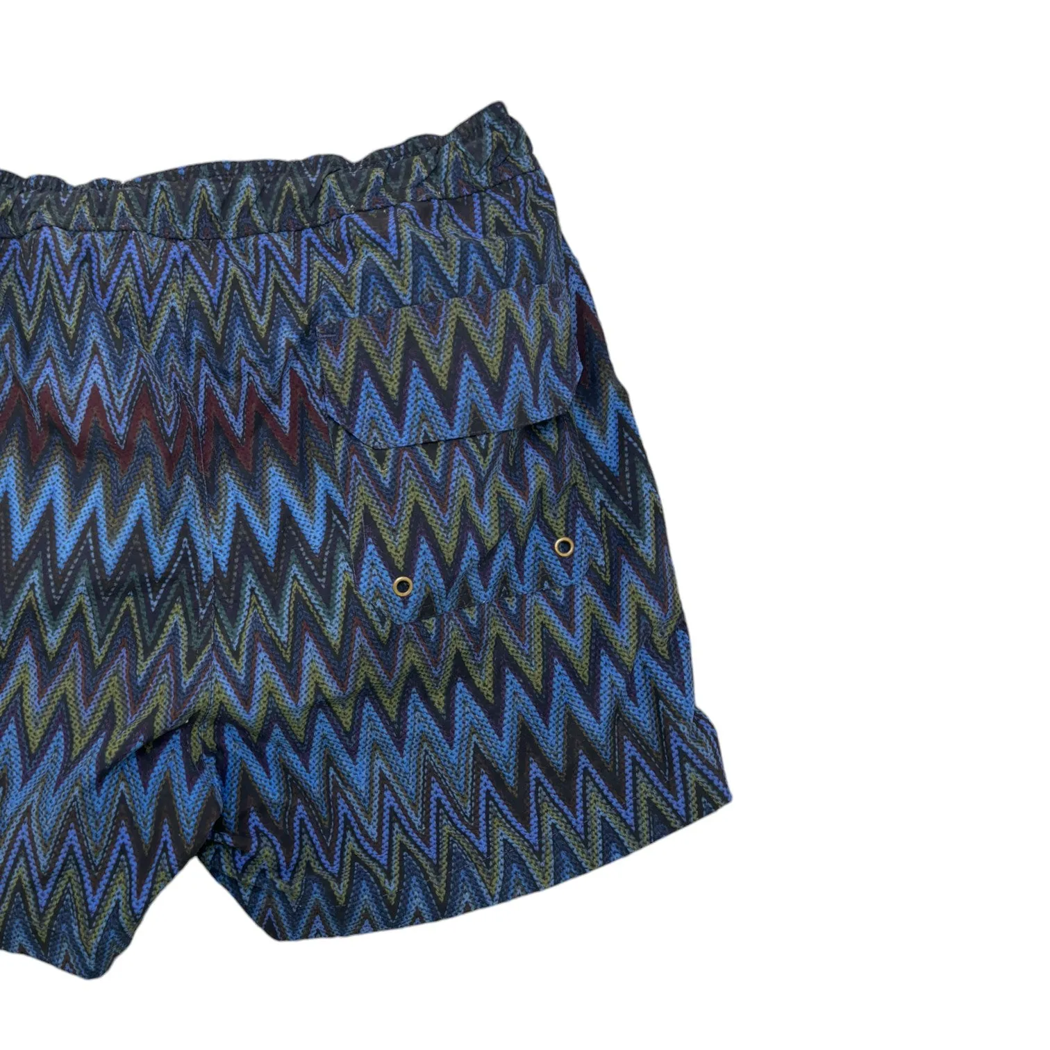 Men's Chevron Print Swim Shorts Blue Size S