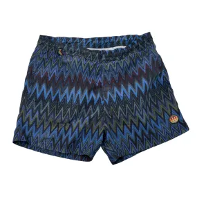 Men's Chevron Print Swim Shorts Blue Size S